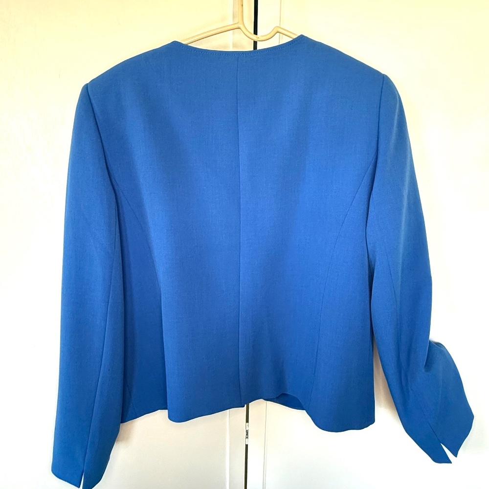Tahari ASL Women's Blue Collarless Blazer Jacket - Picture 3 of 3